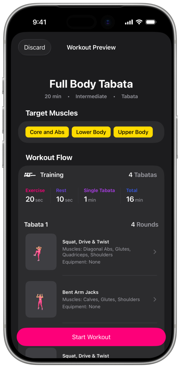Fitlytics App Workout Preview Screen
