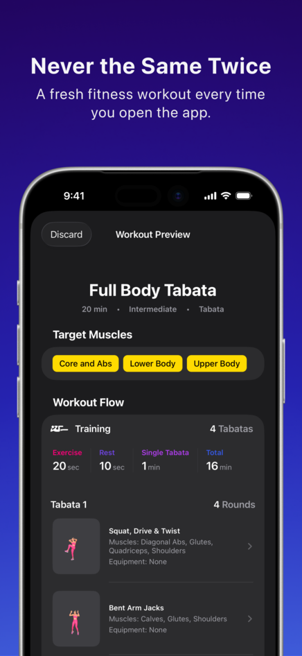 Fitlytics App Workout Preview with Exercise Thumbnails