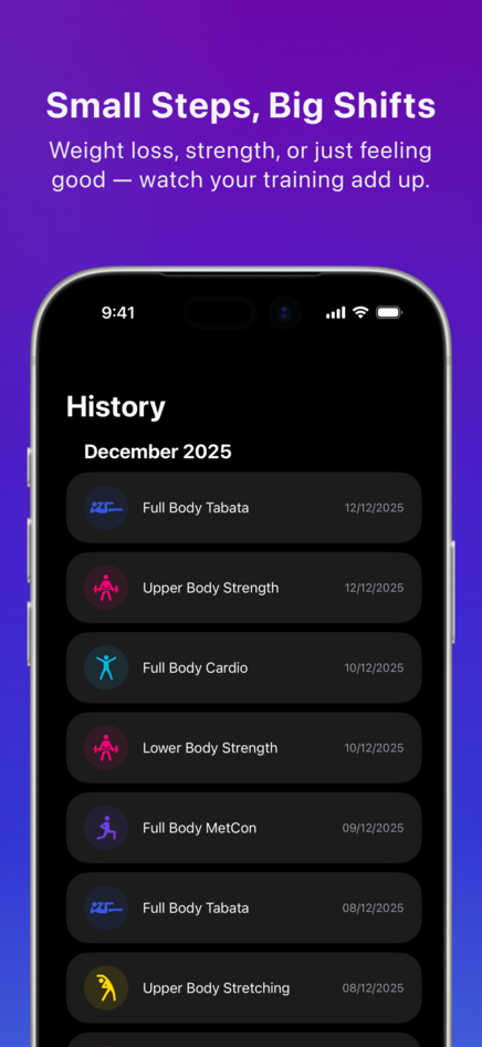 Fitlytics App Workout History Log